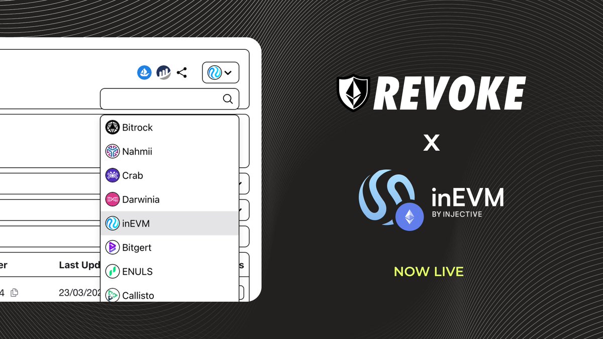 🎉 inEVM Support 🎉 We're happy to announce that we've added support for inEVM, the EVM-compatible rollup from @injective Stay safe across all networks you use 🫡