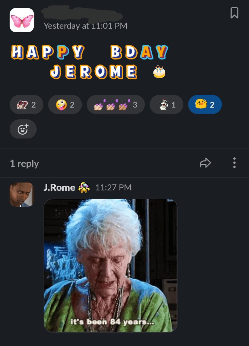 jerizzome's tweet image. When your coworkers pretend it's your birthday on the comms and the resident workplace goddess thinks it's the real deal