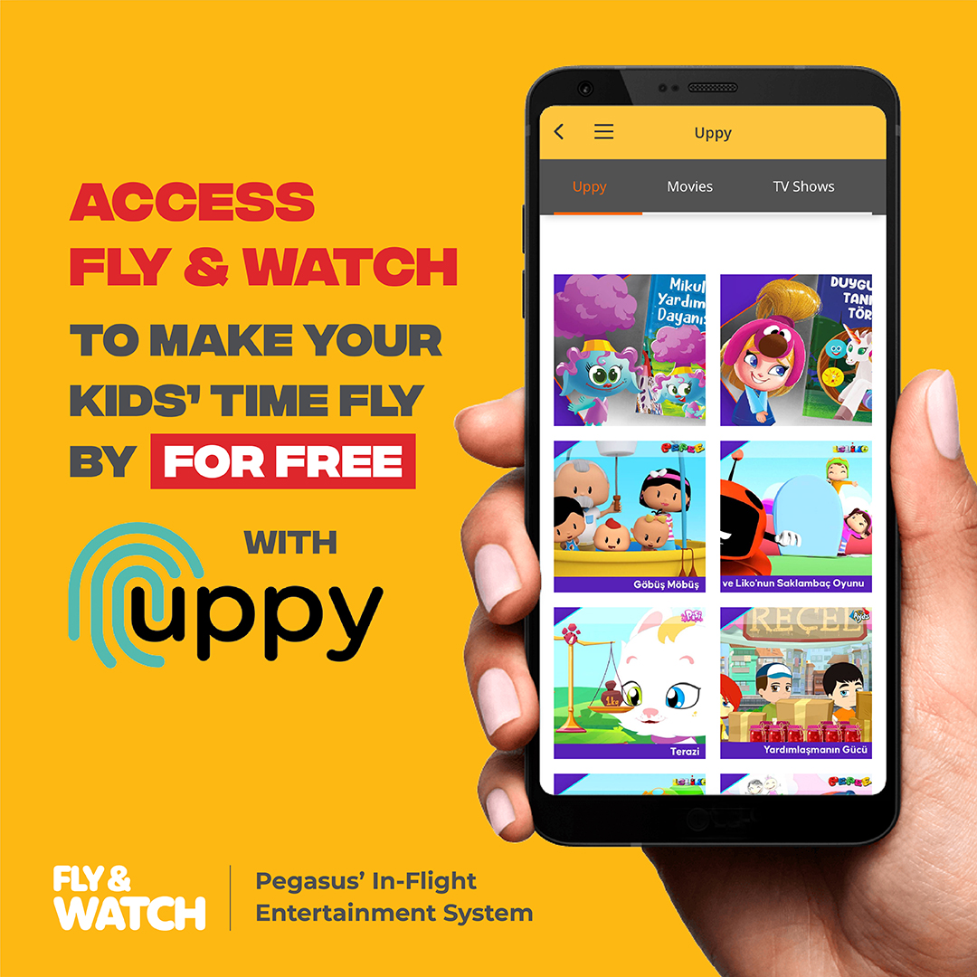 Pegasus’ in-flight entertainment system Fly & Watch meets Uppy to make your kids’ time fly on your flight for FREE! ✈️👾 With Uppy, you can get unlimited access to kid-friendly content and games to have the best start to their trip! 💛