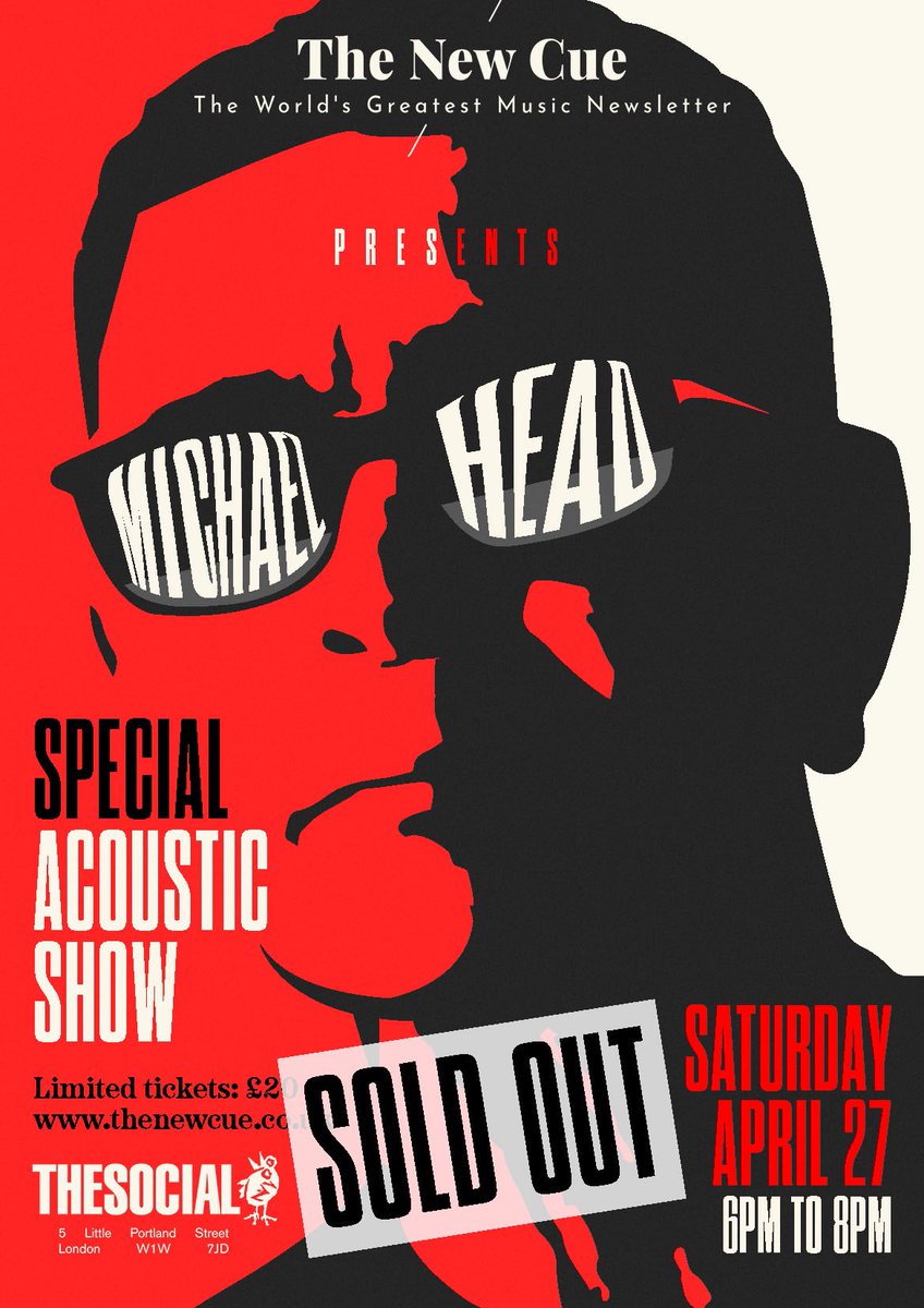 The @michaelheadtreb gig is now sold out. See you on April 27th.