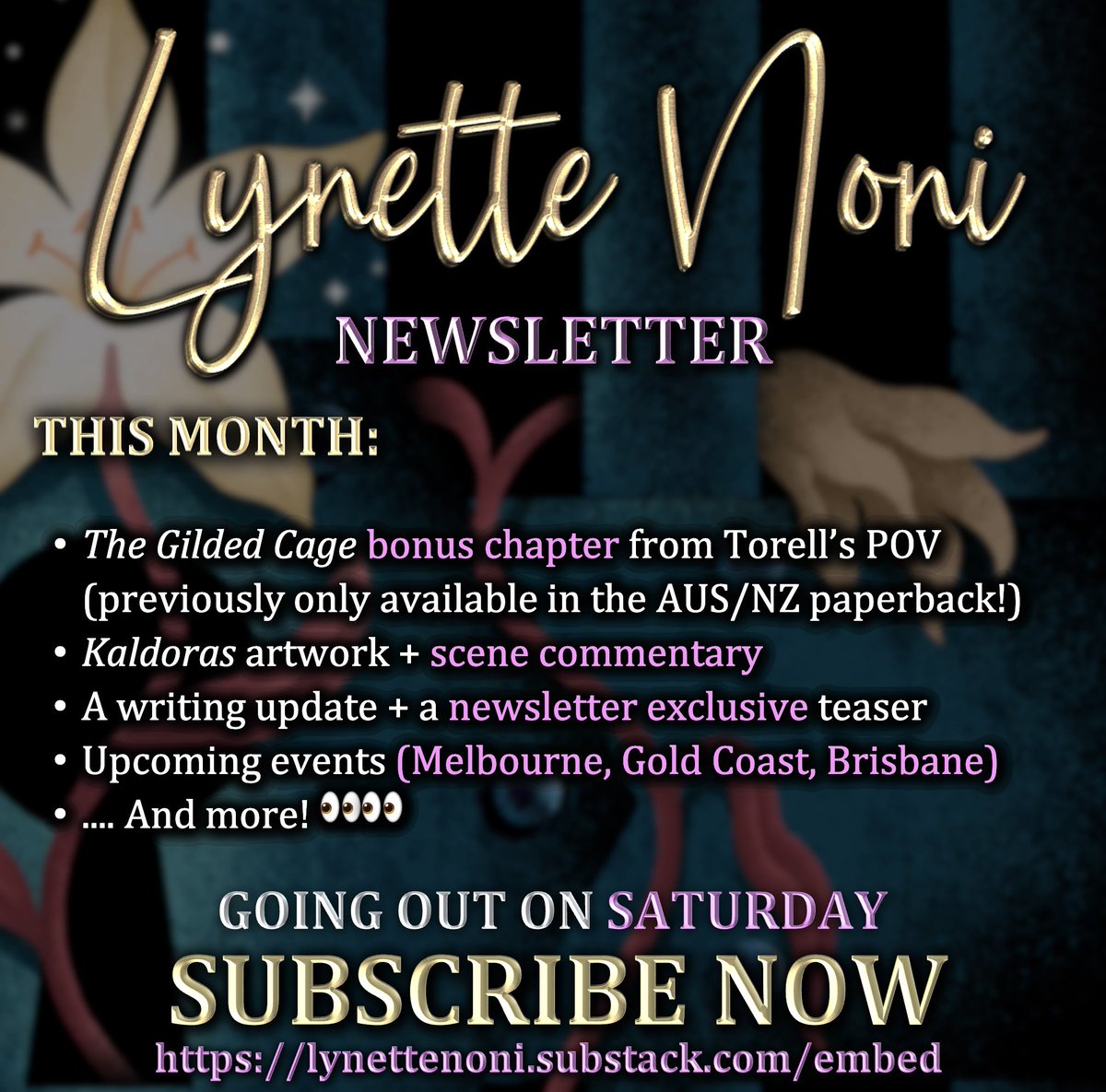 Lots of fun stuff in my next newsletter, which is going out THIS SATURDAY! Sign up to keep from missing out: lynettenoni.substack.com/embed