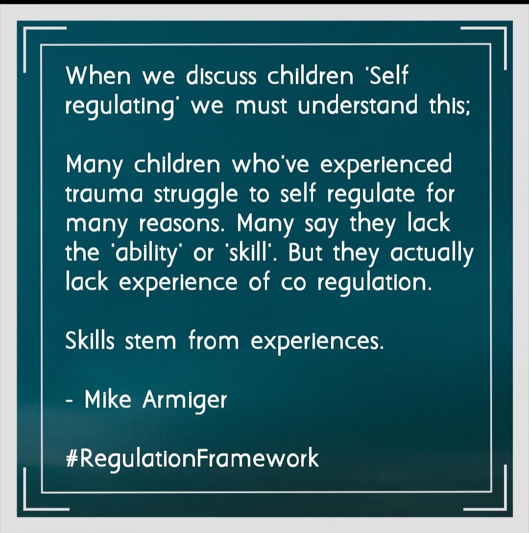 MikeArmiger's tweet photo. Throughout implementation of trauma responsive systems such as the #RegulationFramework we talk about this constantly.

In order to teach these skills we must expose our young people to the experiences of co regulation.

Skills stem from experience. https://t.co/BiyMhddSkV