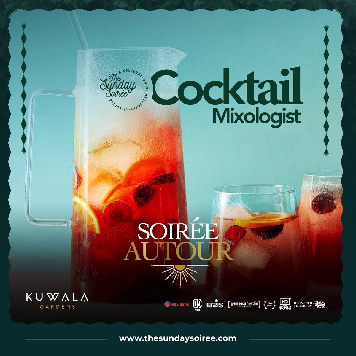 A flavorous adventure awaits, courtesy of the cocktails by Kuwala Gardens this Sunday at #SoireeAutour Tickets are available at your favourite outlets. @doorbell_mw will also be happy to deliver them to you for free!