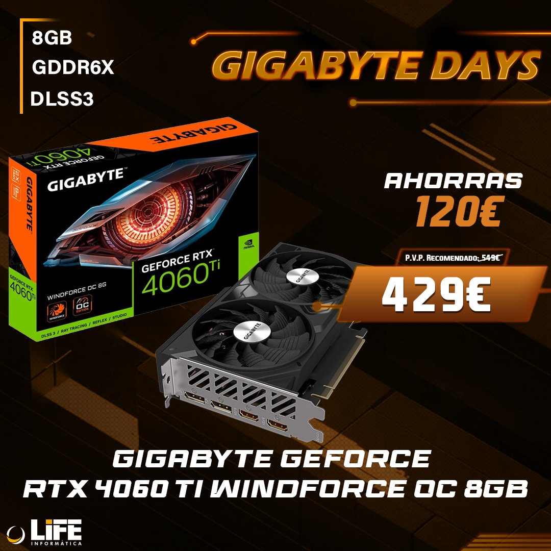 Si buscas velocidad y eficiencia de rendimiento, RTX IO y experiencias realistas de realidad virtual 😎 aprovecha los 💥GIGABYTE DAYS💥 y consíguela 120€ más barata. Más info aquí 👉 n9.cl/rjwac @aorus_es #LIFEinformatica #ofertas #promo #informática #Aorus #GIGABYTE