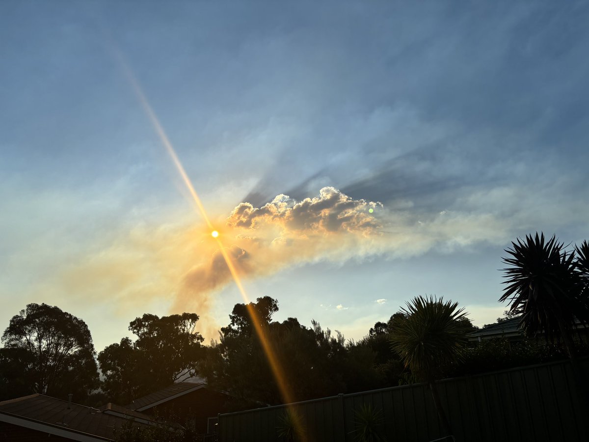 chifley_alison's tweet photo. Sunset through a hazard reduction burn in #Conder https://t.co/2znGTij1hj