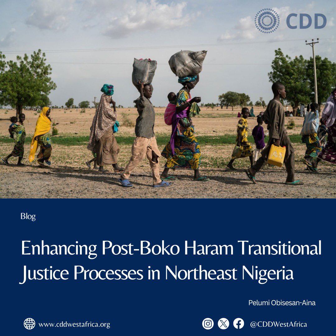 Despite progress against Boko Haram, conflict-affected individuals feel sidelined in the government-led justice process. For the blog, @ipelumiobisesan investigates & suggests ways to enhance Transitional Justice (TJ) in response to the region's crises. bit.ly/3xl5ZbW