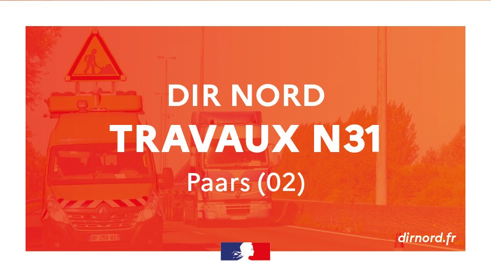 Dir_Nord's tweet photo. 🚧Travaux DIR Nord sur la RN31, secteur de Paars et Bazoches-et-Saint-Thaibaut dans l'Aisne, du 2 au 12 avril prochain.

Des déviations et fermetures d'accès sont prévues. 

👉Plus d'informations : https://t.co/AYagUEsmJV

#DIRNord #RN31 #Paars #Aisne #Travaux https://t.co/A6CzsvX4Fs