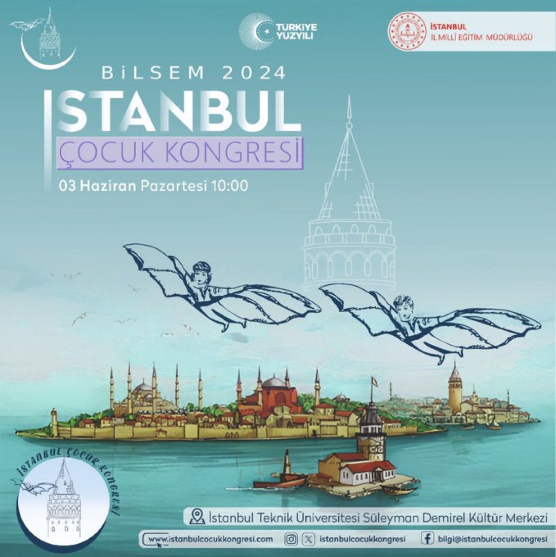 ✨İl Millî Eğitim Müdürlüğümüzce düzenlenen "İstanbul Bilim ve Sanat Merkezleri Çocuk Kongresi" 
03 Haziran 2024’de İstanbul’da ilk defa gerçekleştiriliyor. 
HAYIRLI OLSUN !!!

🔹2024 yılı kongre teması:  ✨“İSTANBUL” ✨

🔗istanbulcocukkongresi.com.tr