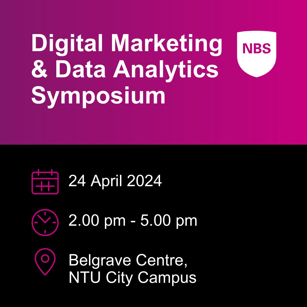 Join us for our inaugural 'Digital Marketing and Data Analytics Symposium' at our Belgrave Postgraduate Centre, this April. 👉Register here: forms.office.com/pages/response… #DigitalMarketing #DataAnalytics #AI #Symposium #WeAreNBS