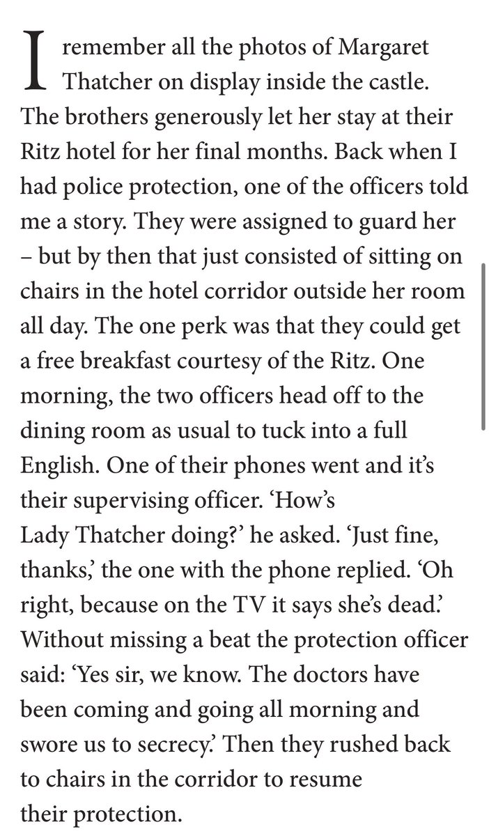 Love this George Osborne anecdote in the Spectator about Thatcher's protection officers