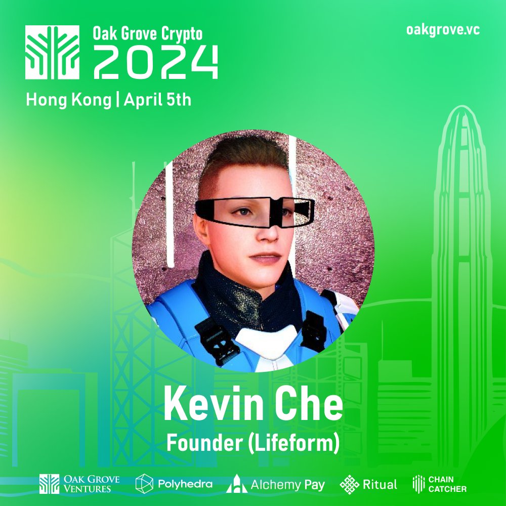 Meet Kevin Che this April 5th at #OakGroveCrypto2024! Kevin, Founder of  @Lifeformcc, a project that redefines digital citizen identity. Immerse  yourself in the latest developments in emerging technology with Kevin!  Register now👉: