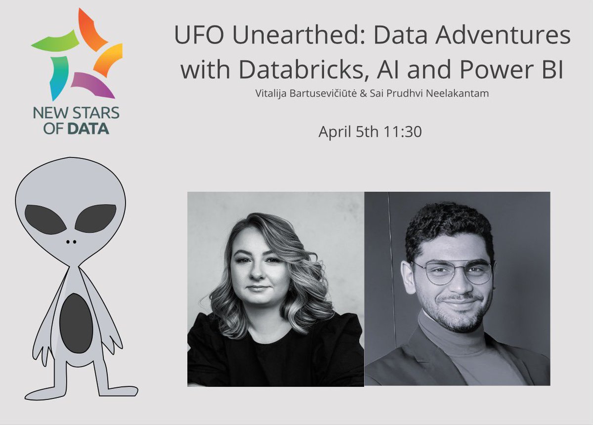 A little bit over the week left to our talk in the @NewStarsOfData together with @Nsprudhvi 👽 Join us for an out of this world data experience! 🚀🛸👽 mentored by @mmoengen ❤️