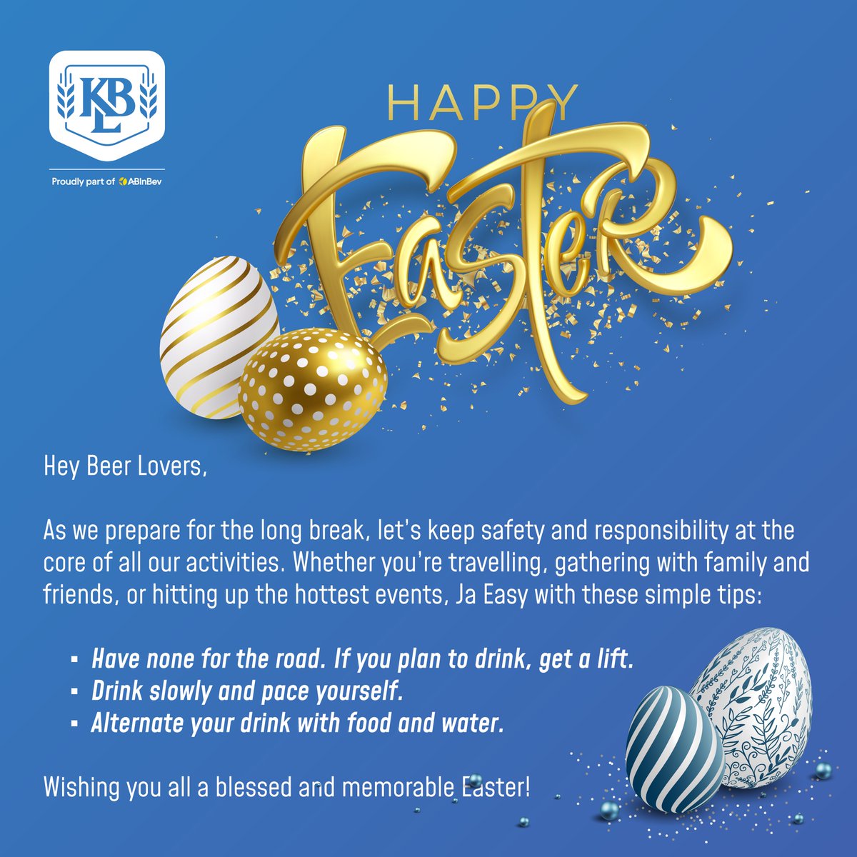 Wishing you a safe and memorable long weekend. Happy Easter!
#HappyEaster #JaEasy #FutureWithMoreCheers