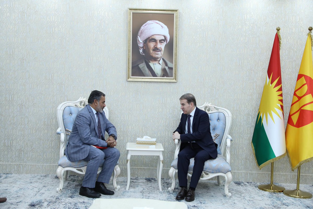 Received Manoj Mathew , @UNIraq Director of Political Affairs . Reiterated our position on latest political developments. KDP is always with free and fair elections away from politicized , unconstitutional ruling of federal court. We are not submitting list of candidates to an