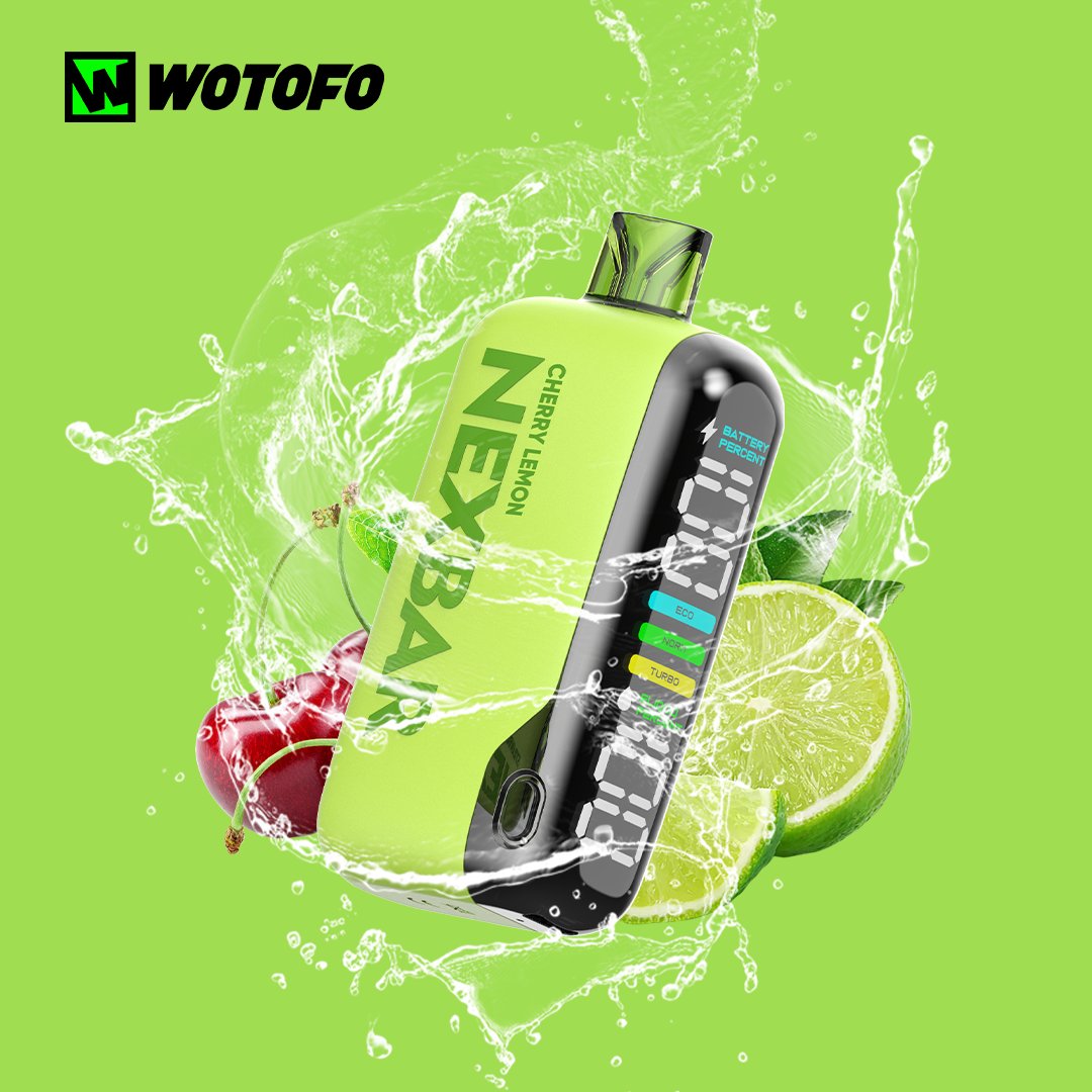 Get ready to savor the refreshing taste of Cherry Lemon with nexBAR 16K! 🍒🍋 This sleek device offers three adjustable modes and a convenient side display screen to keep track of your battery and e-liquid levels. #nexBAR16K #CherryLemon #VapeLife #VapeFlavors