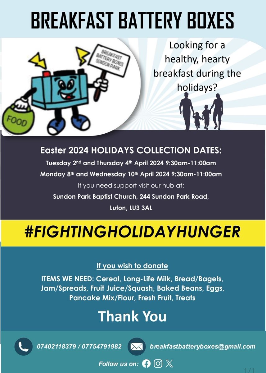 #BreakfastBatteryBoxes acknowledges the reality of many living in poverty in Luton, undeniable increases in cost of living and rising numbers of people experiencing in-work poverty, That's why we are working together as a Community to #helpalleviateholidayhunger <a href="/NoToFoodPoverty/">Breakfast Battery Boxes</a>
