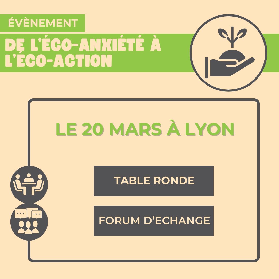 Agir Ensemble (@agir__ensemble) on Twitter photo Le mercredi 20 mars, l'alliance de Lyon Saint-Etienne a organisé un évènement "De l'éco-anxiété à l'éco-action" où a eu lieu une table ronde et un forum d'échange.
<a href="/UniversiteLyon/">Université de Lyon</a> Le mercredi 20 mars, l'alliance de Lyon Saint-Etienne a organisé un évènement "De l'éco-anxiété à l'éco-action" où a eu lieu une table ronde et un forum d'échange.
<a href="/UniversiteLyon/">Université de Lyon</a>