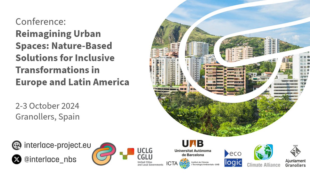 Join us at the @INTERLACE_NBS final conference in Granollers, Spain on 2-3 Oct 2024 and discover how #NatureBasedSolutions can transform cities in Europe  &amp; Latin America. Learn, network &amp; inspire change. 🌱🏙️ 

Register for free ➡️ interlace-hub.com/save-date-reim…