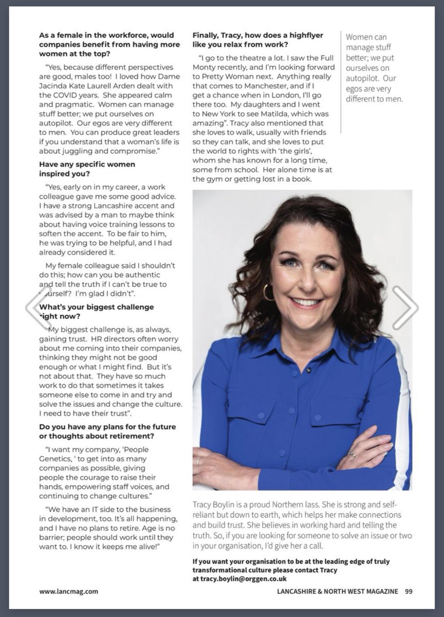 My article on @TracyBoylin for #lancashire&northwestmag is out now. #womeninbusiness #women #amazingwomen #freelancewriter #lancashire #freelancephotographer #lifeinlancashire