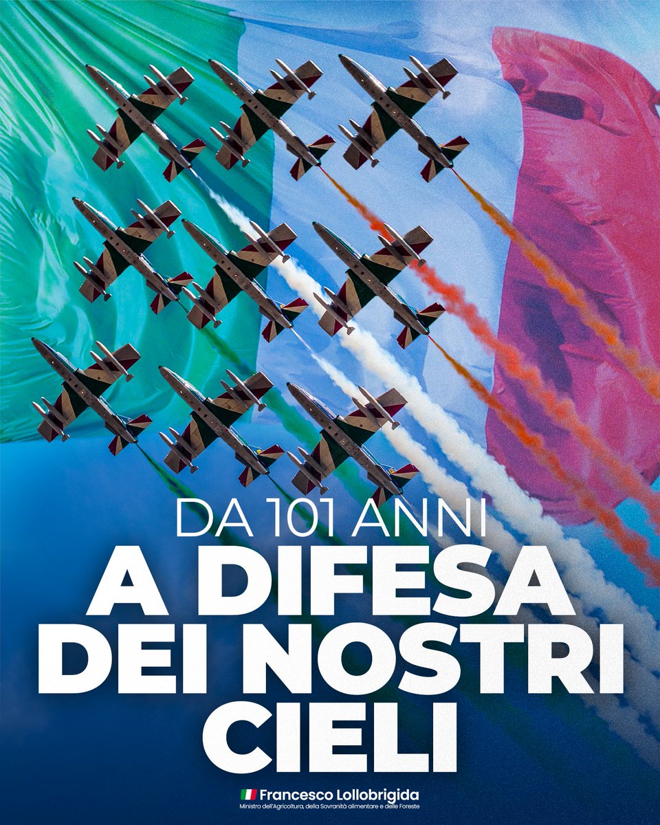 Auguri agli uomini e alle donne dell’Aeronautica Militare. 101 anni di storia gloriosa a difesa dei nostri cieli, servendo con orgoglio e amor patrio la Nazione. Grazie per il vostro instancabile ed essenziale lavoro, l’Italia è orgogliosa di voi 🇮🇹