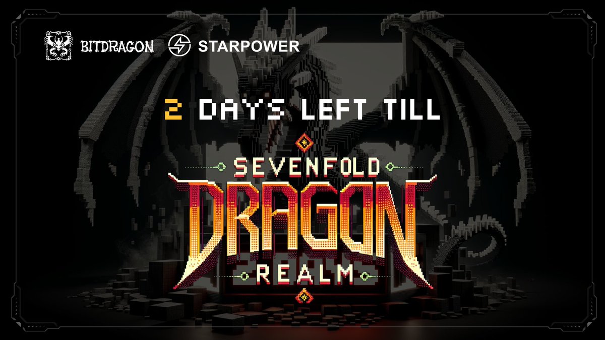 SuperBitDragon's tweet image. 📣 Excited to announce that "Sevenfold Dragon Realm" will be officially launching in just 2 days! 

🌟 This game marks the debut chapter of our collaboration with Starpower and serves as the opening installment of 7 thrilling game series. @starpowerworld

We can't wait for you to
