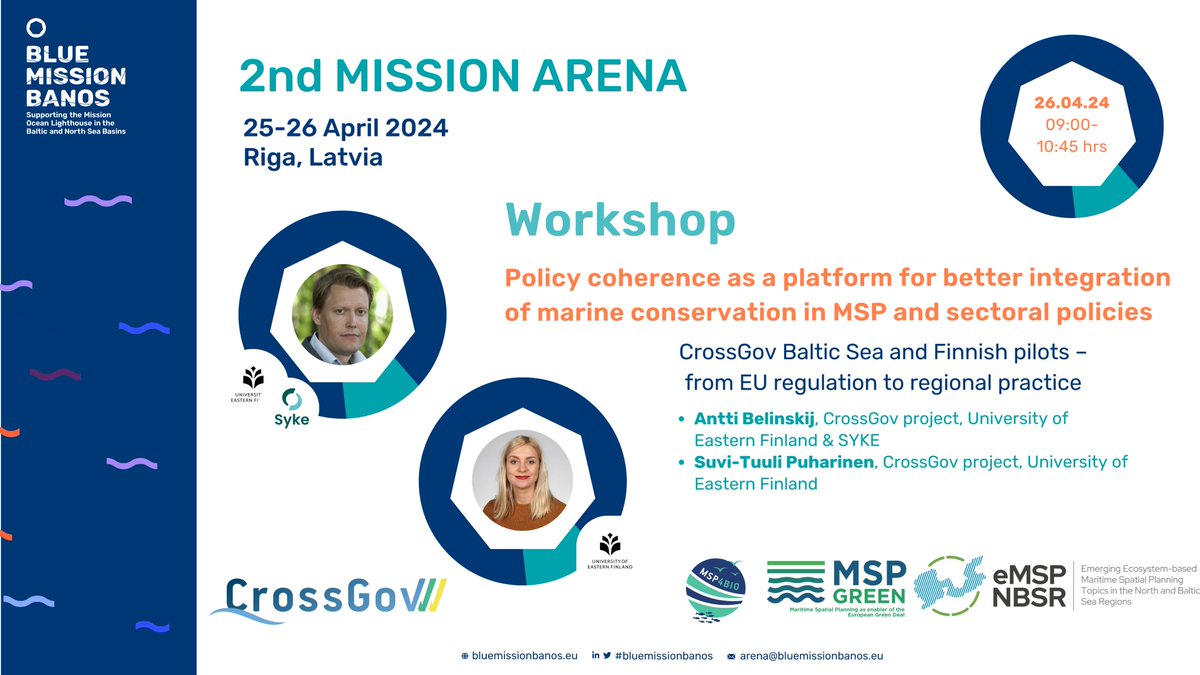 📢 @CrossGovproject partners @anttibeli and @stpuharinen from @UEFLawSchool @uefcceel will present the CrossGov #BalticSea and Finnish pilots and talk about #policycoherence solutions at the local level. Register here: shorturl.at/gINT3 #oceangovernance #bluemissionbanos