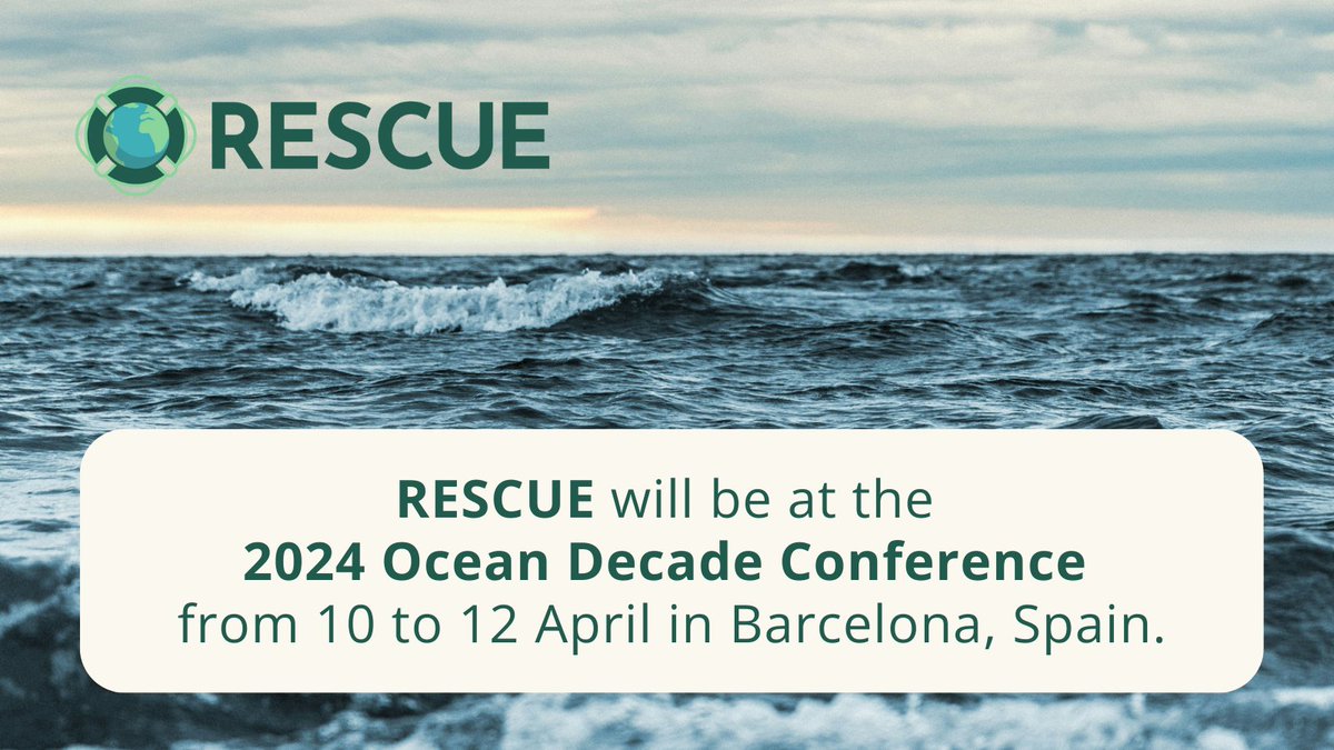 🌊RESCUE will be at a booth at the @UNOceanDecade Conference! 📆10- 12 April, 2024 📍@CCIB_Forum in Barcelona, Spain Check out the conference page for more details: oceandecade-conference.com #OceanDecade #OceanDecade24