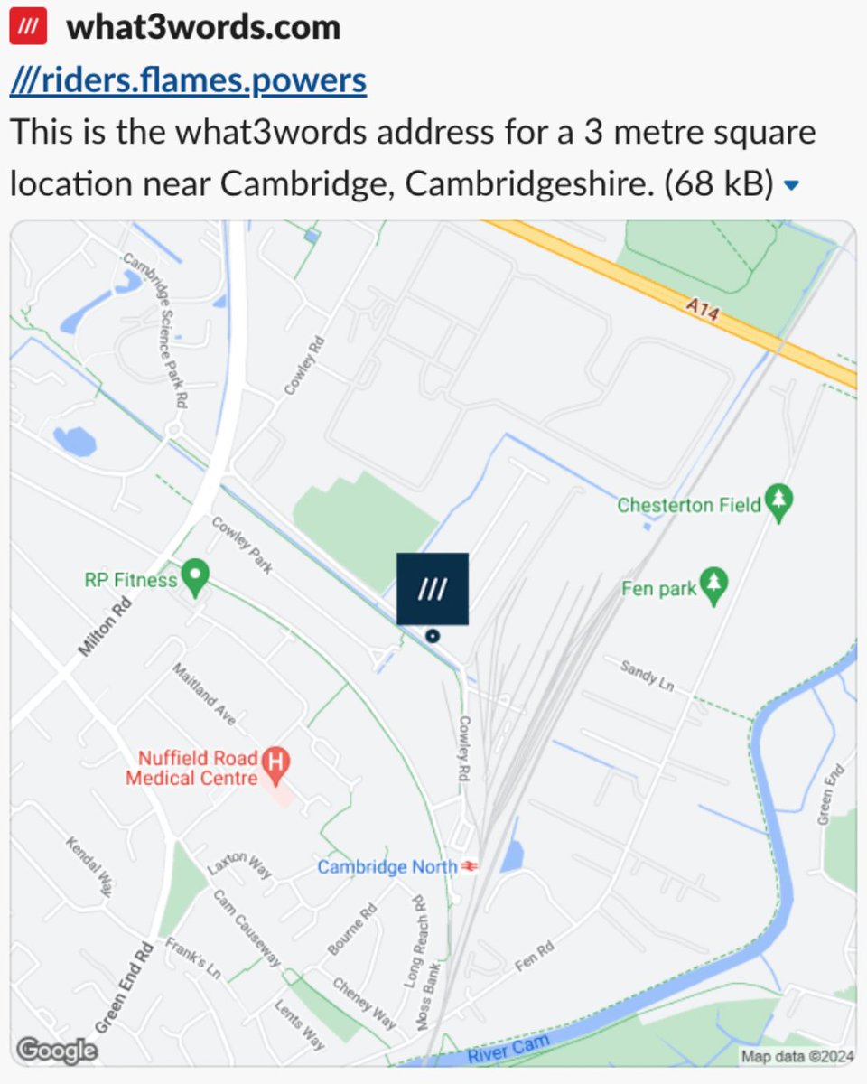 What's the biggest coincidence you can think of?

This is ours...

riders.flames.powers is the What3Words address for Zedify Cambridge.

🔥🚲🚀