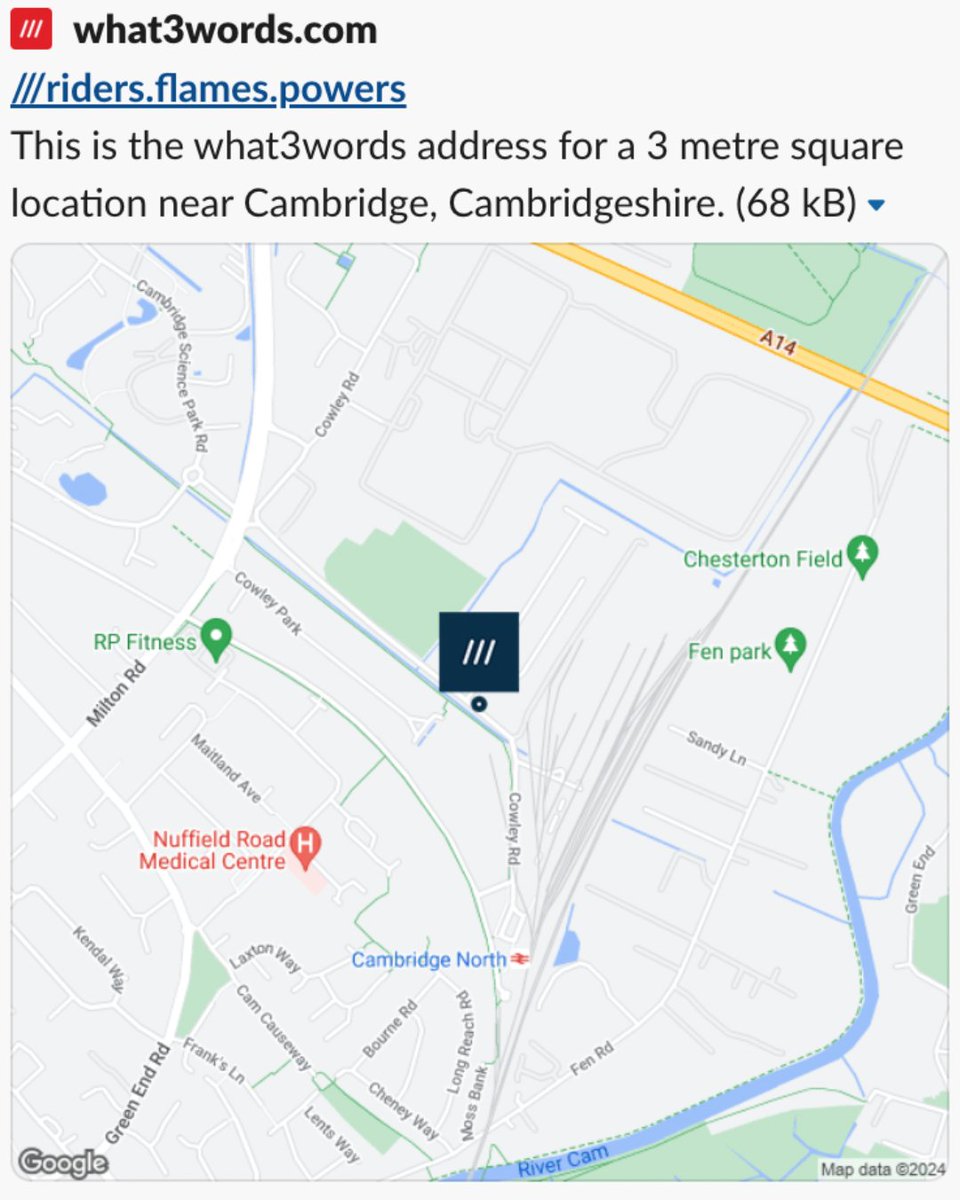 What's the biggest coincidence you can think of? This is ours... riders.flames.powers is the What3Words address for Zedify Cambridge. 🔥🚲🚀
