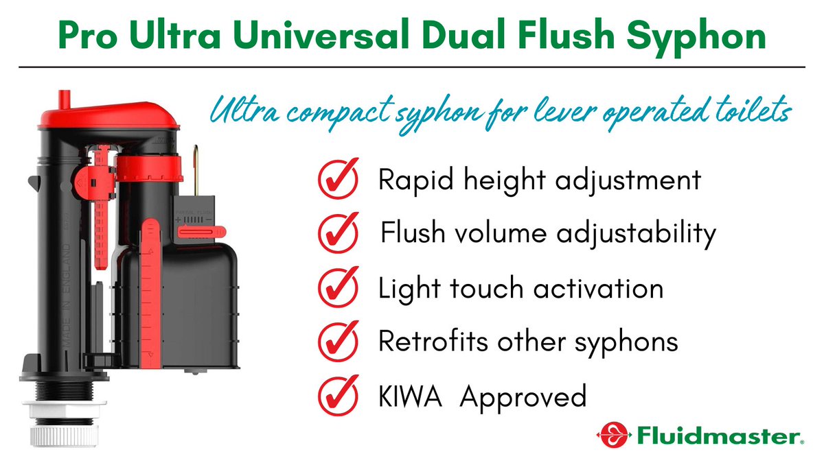 If you have a lever action flush, opting for a dual flush syphon is a great solution for leak prevention. Our Ultra Syphon is a compact size, ensuring that it will be suitable for most 1 ½” lever operated cisterns. It is also quick and easy to install: fluidmasteruk.com/products/pro-u…