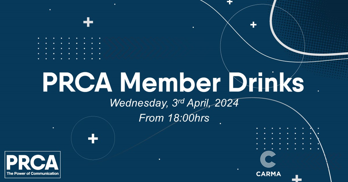 Join us for PRCA member drinks on Wednesday, 3rd April 2024. 🥂 Pop along from 6 pm to enjoy a relaxed evening with industry peers, sponsored by @CARMA. Details: ow.ly/FWwm50QWwRu