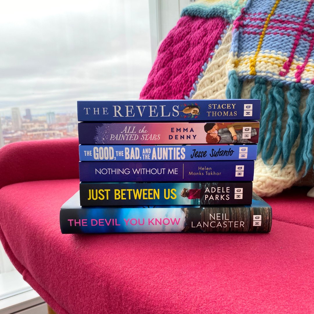 It's publication day 🎊🎊 #TheDevilYouKnow by @neillancaster66 #JustBetweenUs by @adeleparks #NothingWithoutMe by @HelenMonksTak #TheGoodTheBadAndTheAunties by @thewritinghippo #AllThePaintedStars by @Emma_denny_ #TheRevels by @Staceyv_Thomas Out now: amzn.to/3PtcfEG