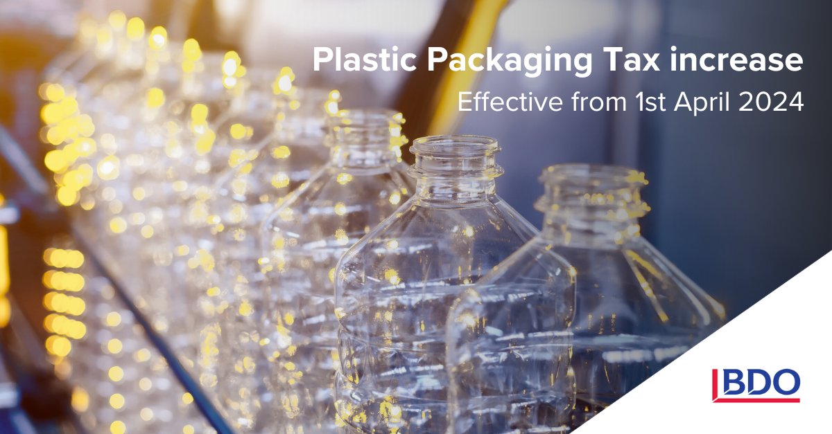 Are you aware of the Plastic Packaging Tax increase? ⬆️ From 1st April this will rise from £210.82 to £217.85 per tonne, affecting UK manufacturers and business customers, to encourage use of recycled plastic. Contact us to find out how #tax legislation may affect your business.