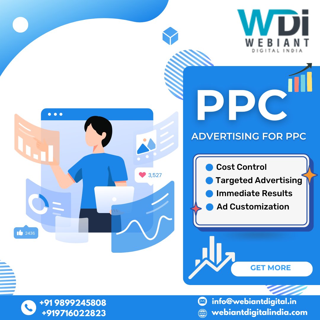 Boost your business with PPC advertising! 💼✨ . . Team- Webiant Digital India For More Details Contact :- 📞+91-9899245808, 9716022823 🌐webiantdigitalindia.com #PPCAdvertising #DigitalMarketing #OnlineAds #MarketingStrategy #BusinessGrowth 📈🌐#wdi #digitalmarketing