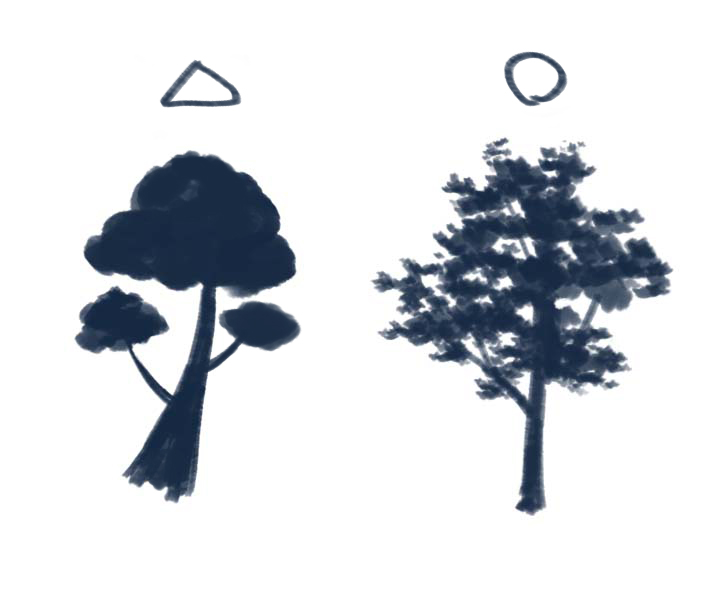 「たまに見かける木のシルエットの違い。デフォルメチックなアニメならありだけどリアル」|本田こうへいのイラスト
