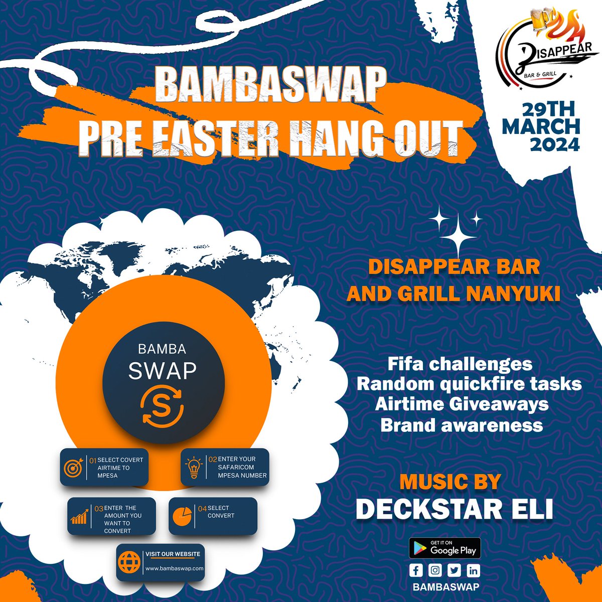 Pre Easter Fun Day 29th March pale Disappear Bar and Grill Nanyuki 🚨 Music,fun games,giveaways and more fun. #bambaswap #easter2024 #EasterNaSafariRally #bambaradio #trends #foryoupage #WeekendVibes #weekendfun