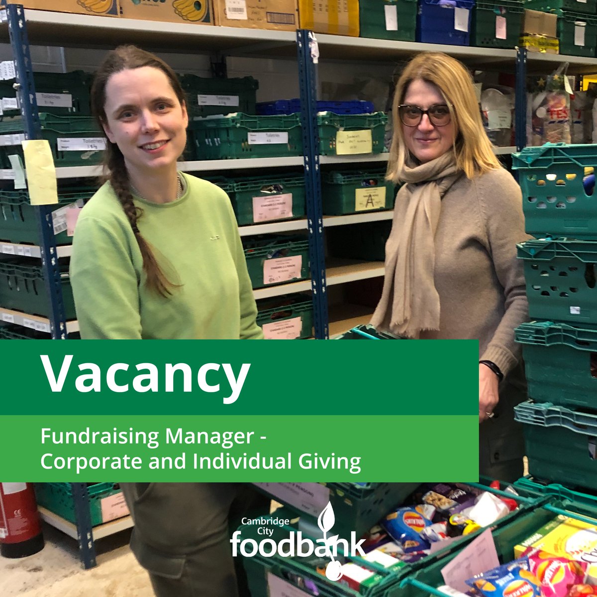 We’re recruiting a Fundraising Manager to join the team here at the Foodbank! The deadline for applications for this role is this Friday. If you want to help people in our city, then this role could be for you! 💚 Apply here: cambridgecity.foodbank.org.uk/2024/02/29/cam…