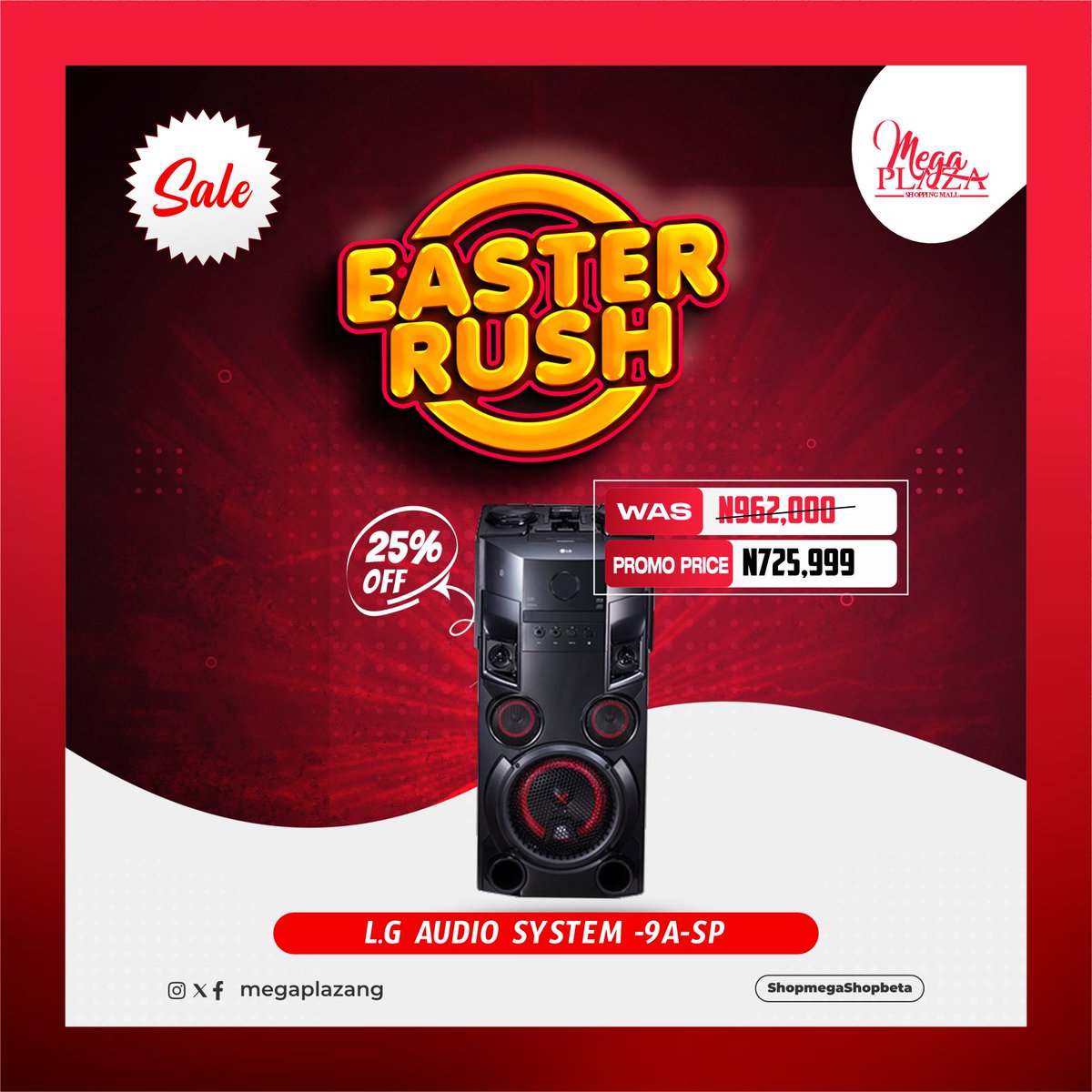 megaplazang's tweet photo. It's Easter Rush Season ๐ฅ๐ฅณ
Trust us to always bring you the best deals at every chance๐
Get your items on sales from now till 4th of April, 2024
#shopmegashopbeta #megaplaza #easterrush #eastersales #sales #shoppingmall #onlineshopping #delivery #shoppingmalls portable erisco https://t.co/l56IeJayfS