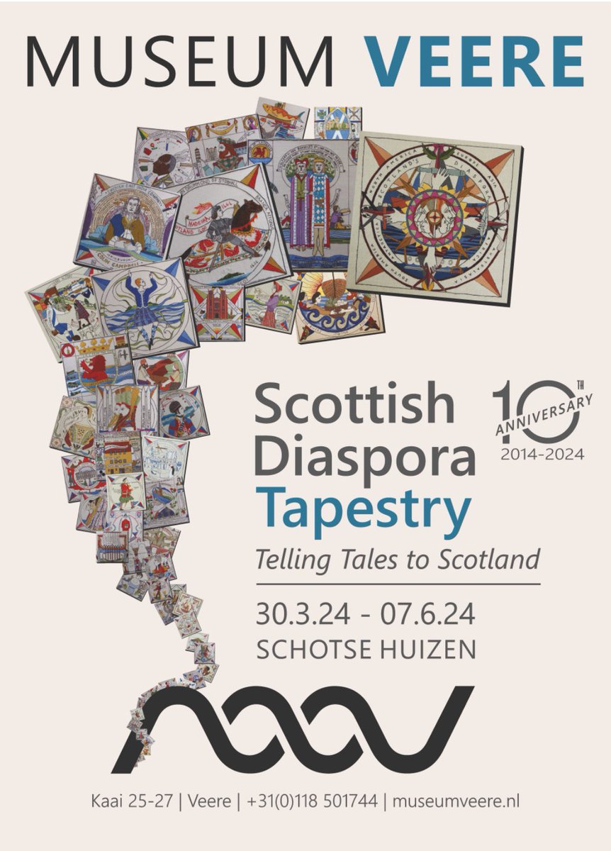 The Scottish Diaspora Tapestry on location @ the Schotse Huizen in the old Scottish staple port of #Veere. Once a thriving Scottish community in the Netherlands & a Euro connection to remember