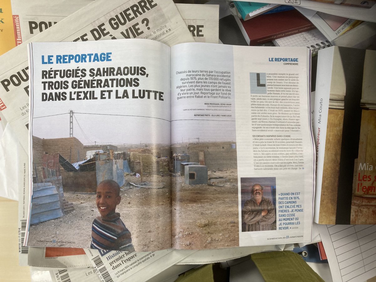 Dans L’⁦@humanite_fr⁩ magazine cette semaine, Éric Cantona à la Une, les mots de ⁦@anatijoux⁩ et un reportage dans les camps de réfugiés qui ont fui l’annexion et l’occupation marocaine du #SaharaOccidental