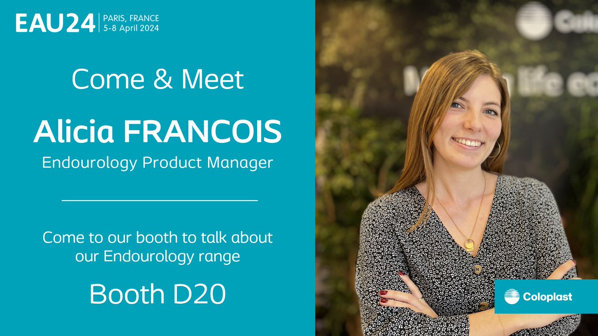 Join us at #EAU24 & Meet Alicia Francois. Our Endourology Product Manager will be present everyday and happy to answer any question you may have. 📅 Meet us from Friday April 5 to Monday April 9 Booth #D20 (Paris Convention Centre). #EAU24 #Coloplast #Urology #TogetherInCare