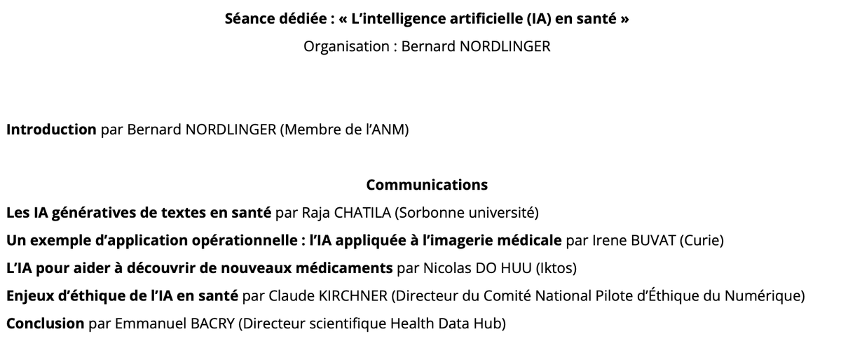 [LES SEANCES DE L'ANM] 📆 Mardi 2 avril à 14h30 Séance dédiée : L’#intelligence #artificielle (#IA) en #Sante @Sorbonne_Univ_ @HealthDataHub Suivez le direct ➡️ bit.ly/475rTgb Inscrivez-vous en présentiel ➡️ accueil@academie-medecine.fr