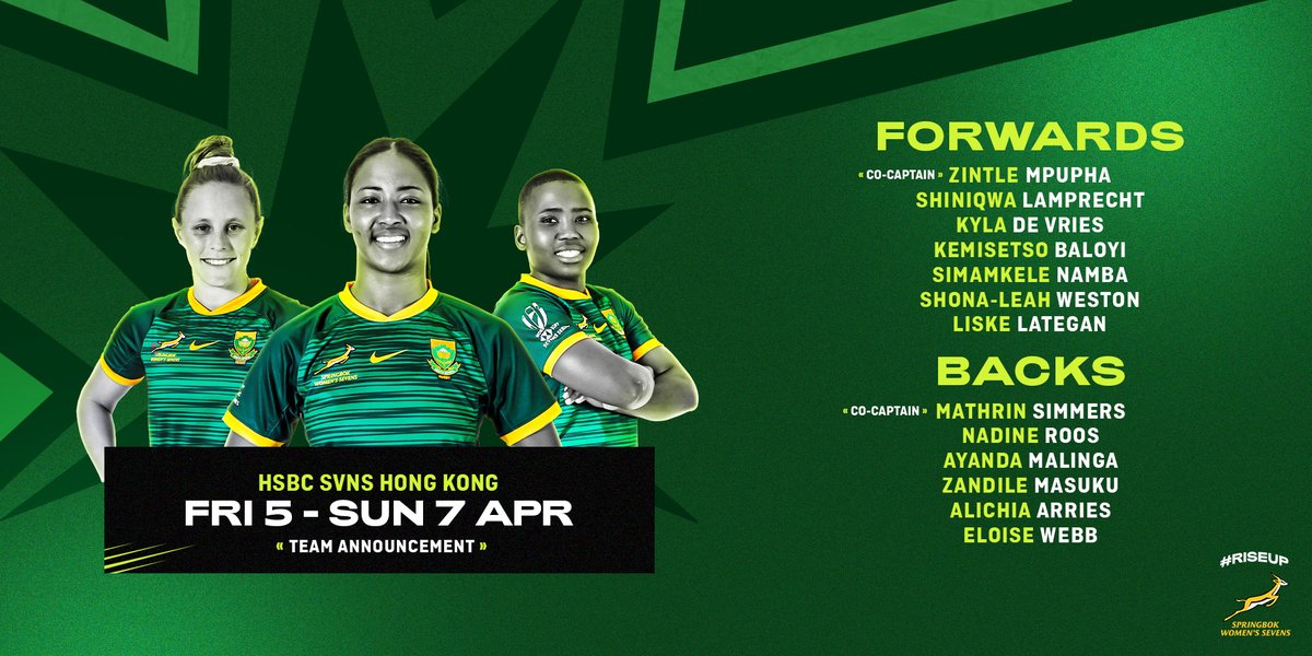 Kyla de Vries is back and Zandile Masuku will make her #HSBCSVNS debut for the #BokWomen7s in Hong Kong next weekend - team announcement: tinyurl.com/acn46fm8 💚💛 #RiseUp