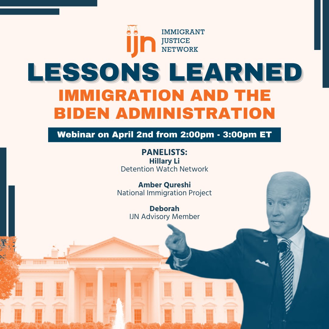 Pres. Biden promised to end the anti-immigrant policies of the Trump admin & create a more humane immigration system. Today, it's clear he failed to keep his promise. Join us on 4/2 to discuss immigration policy & lessons learned during the Biden admin➡️us02web.zoom.us/webinar/regist…