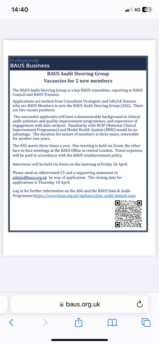 Would highly recommend joining us on the @BAUS ASG. Please consider applying. Recent audits have had a huge impact on our daily practice. @RobCalvert18
