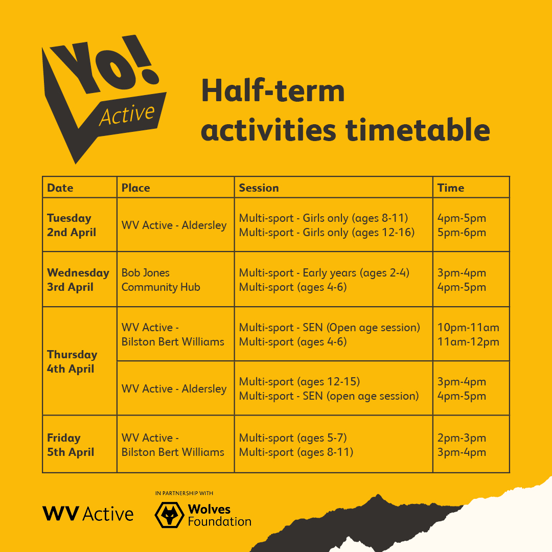 Hope everyone has enjoyed our Yo! Active sessions this Easter 🙌 Plenty more activities continue next week! 👀 Get involved 👉 yowolves.co.uk/events @WolvesCouncil | @WV_Active