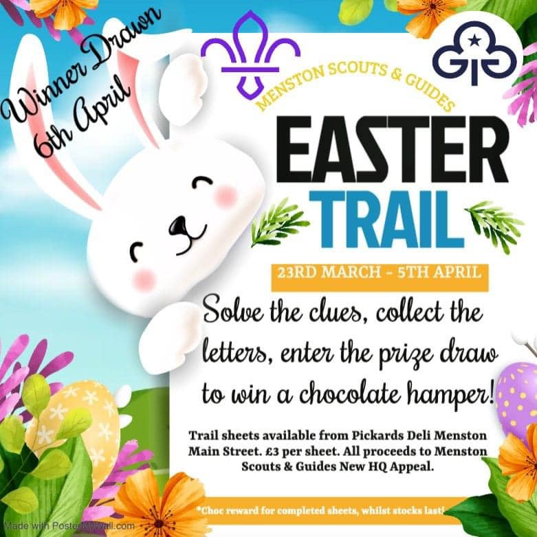 We're getting ready for #Easter! 🐣 We donated a super chocolate egg to @MenstonScouts to give away as their main Easter prize for the Easter Trail which runs from 23rd March - 5th April. We hope you have fun if you're taking part and entering their prize draw!