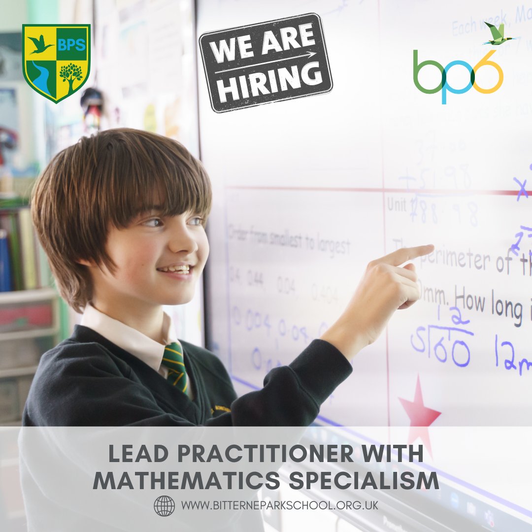 Do you know how to get the best out of students? We are seeking to appoint a reflective and committed Lead Practitioner with Mathematics specialism to join us from September 2024. Find out more here - bitterneparkschool.org.uk/our-school/job…