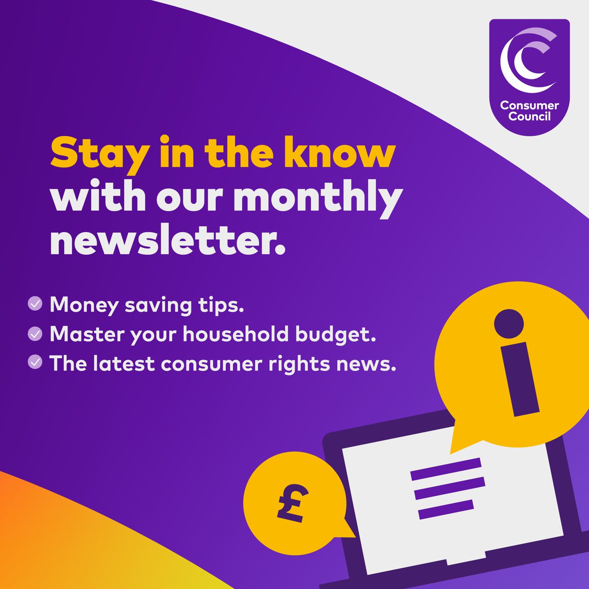 Our latest newsletter is now out. This month we have: 🟣 advice for Easter travel 🟣 tips on mobile roaming 🟣 food storage myths 🟣 Royal Mail postal services price increase 🟣 how to save money on your internet package...and lots more! Read it now - mailchi.mp/consumercounci…
