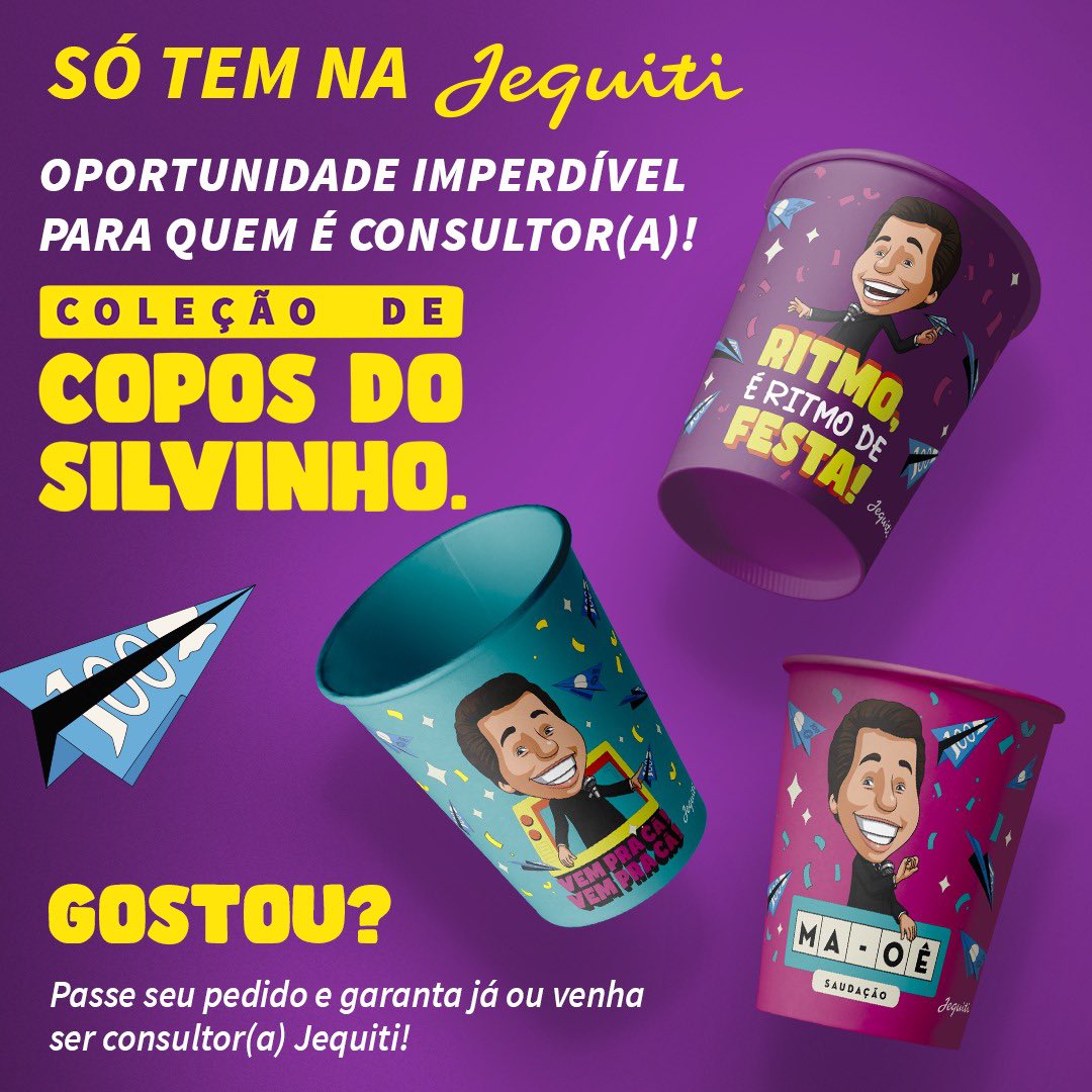 SÓ TEM NA JEQUITI!!

Você que é Consultora (or) Jequiti, corra para passar seus pedidos e garantir a sua COLEÇÃO DE COPOS DO SILVINHO.

Gostou? Venha ser Consultor (a) Jequiti e aproveitar muitas oportunidades exclusivas.

#VemPraJequiti